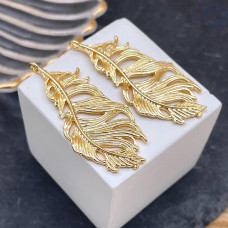 Подвеска лист, цвет золото 40 мм