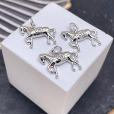 Подвеска лошадь цирконы, цвет серебро 14х17 мм 