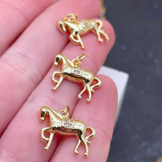 Подвеска лошадь цирконы, цвет золото 14х17 мм 