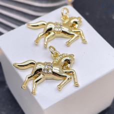 Подвеска лошадь цирконы, цвет золото 24х20 мм 