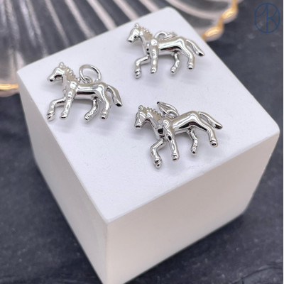 Подвеска лошадь, цвет серебро 13х14,5 мм 