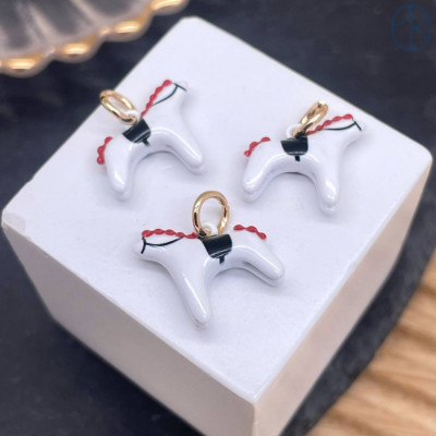 Подвеска лошадь эмаль, цвет золото 15 мм