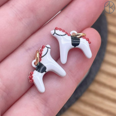 Подвеска лошадь эмаль, цвет золото 15 мм