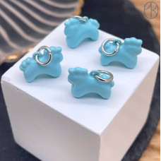 Подвеска лошадь голубая эмаль, цвет серебро 12 мм