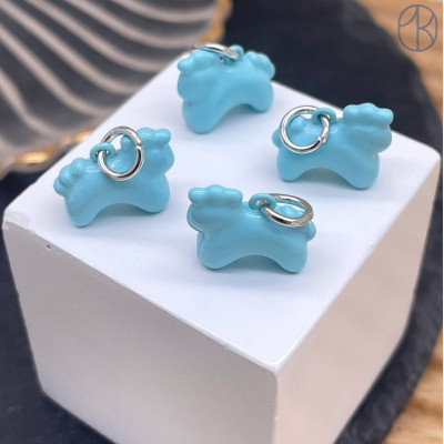 Подвеска лошадь голубая эмаль, цвет серебро 12 мм