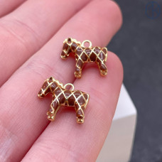 Подвеска лошадь коричневая эмаль, цвет золото 12х14 мм 