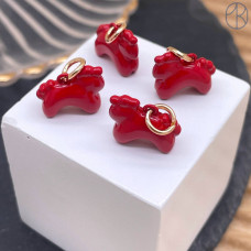 Подвеска лошадь красная эмаль, цвет золото 12 мм