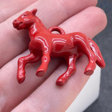 Подвеска лошадь, красно-коричневая эмаль 36х44 мм