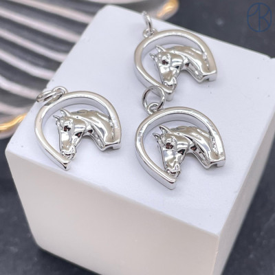 Подвеска лошадь подкова, цвет серебро 14х14 мм 