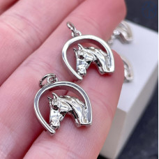 Подвеска лошадь подкова, цвет серебро 14х14 мм 