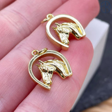 Подвеска лошадь подкова, цвет золото 14х14 мм 