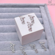 Подвеска love, цвет серебро 10х21 мм