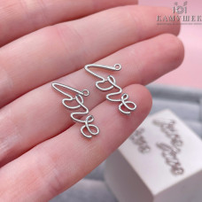 Подвеска love, цвет серебро 10х21 мм