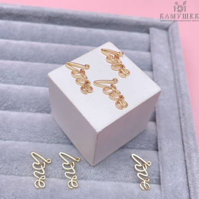 Подвеска love, цвет золото 10х21 мм