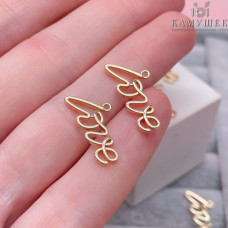 Подвеска love, цвет золото 10х21 мм