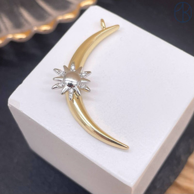 Подвеска луна и солнце, цвет золото 34 мм 