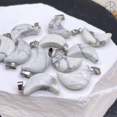 Подвеска луна (полумесяц) Говлит, цвет серебро 19х11 мм