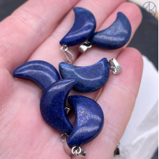 Подвеска луна (полумесяц) Лазурит (тонированный), цвет серебро 19х11 мм