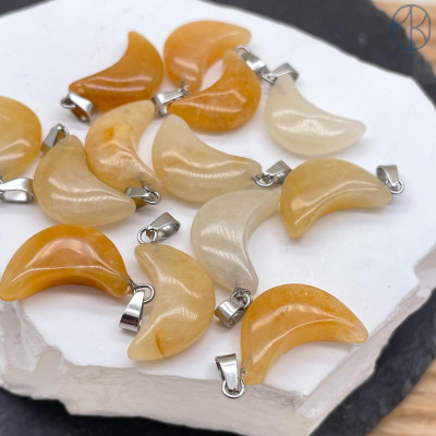 Подвеска луна (полумесяц) Жадеит, цвет серебро 19х11 мм