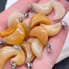 Подвеска луна (полумесяц) Жадеит, цвет серебро 19х11 мм