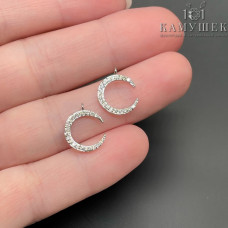Подвеска луна с цирконами, цвет серебро 12х11 мм