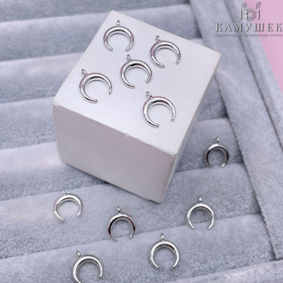 Подвеска лунница гладкая, цвет серебро 12х10 мм