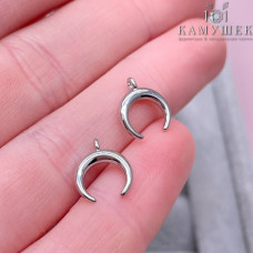 Подвеска лунница гладкая, цвет серебро 12х10 мм