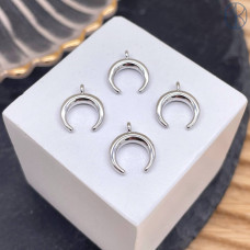 Подвеска лунница гладкая, цвет серебро 12х10 мм