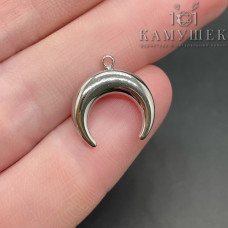 Подвеска Лунница гладкая, цвет серебро 15х14 мм