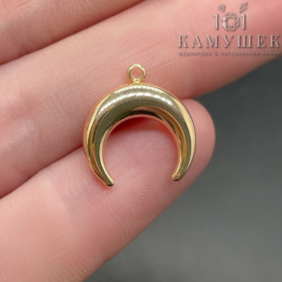 Подвеска Лунница гладкая, цвет золото 15х14 мм