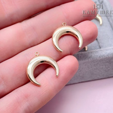 Подвеска лунница гладкая, цвет золото 18 мм