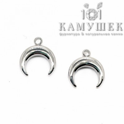 Подвеска лунница мини, цвет серебро 12х10 мм