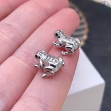 Подвеска лягушка циркон, цвет серебро 12 мм
