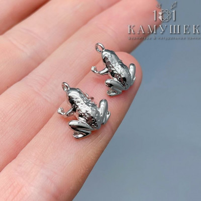 Подвеска лягушка, цвет серебро 13х10 мм