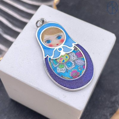 Подвеска матрешка №1, цвет серебро 38х21 мм 