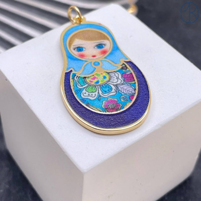 Подвеска матрешка №1, цвет золото 38х21 мм 