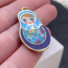 Подвеска матрешка №1, цвет золото 38х21 мм 