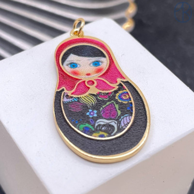 Подвеска матрешка №2, цвет золото 38х21 мм 