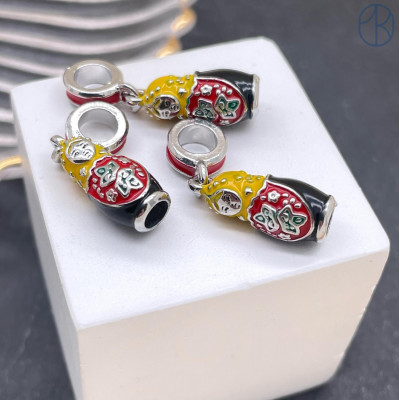 Подвеска матрешка, цвет серебро 15х7 мм 