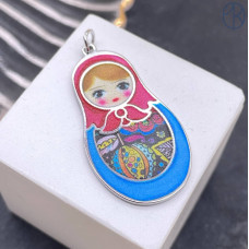 Подвеска матрешка, цвет серебро 38х21 мм 
