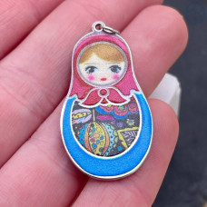 Подвеска матрешка, цвет серебро 38х21 мм 