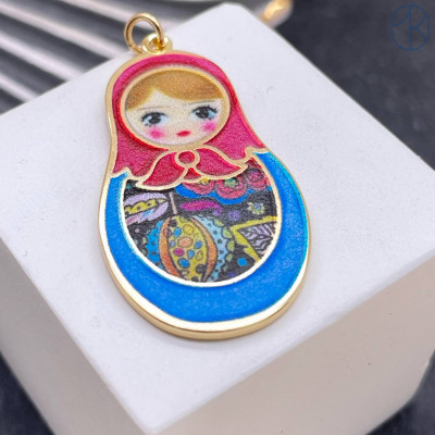 Подвеска матрешка, цвет золото 38х21 мм 