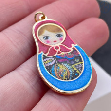 Подвеска матрешка, цвет золото 38х21 мм 