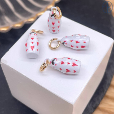 Подвеска матрешка эмаль, цвет золото 16 мм