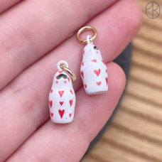 Подвеска матрешка эмаль, цвет золото 16 мм