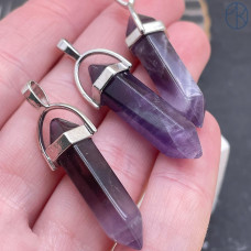Подвеска маятник Аметист, цвет серебро 42х9 мм