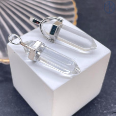 Подвеска маятник Горный хрусталь (имитация), цвет серебро 42х9 мм