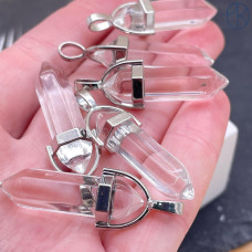 Подвеска маятник Горный хрусталь (имитация), цвет серебро 42х9 мм
