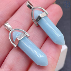 Подвеска маятник Кварц тонированный голубой, цвет серебро 42х9 мм