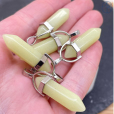 Подвеска маятник Кварц тонированный светло-зеленый, цвет серебро 42х9 мм